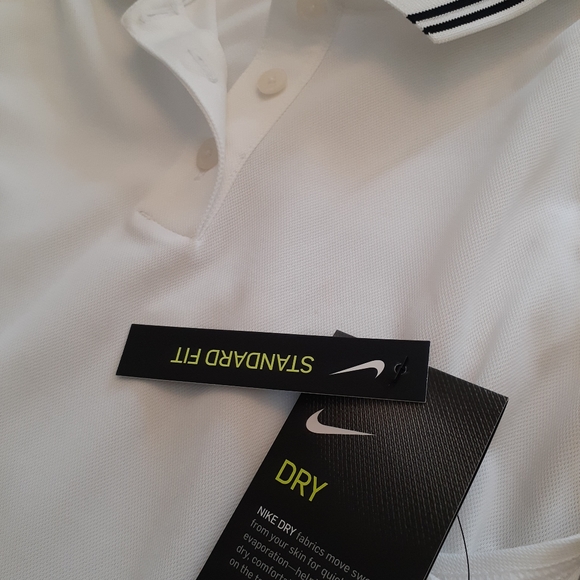 NIKE DRI FIT WOMENS NEW POLO SLEEVELESS TOP SIZE XL WHITE/ BLK - Picture 6 of 8